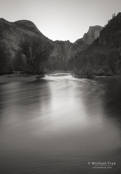 Half Dome, North Dome, and the Merced River, Yosemite NP, CA, USA