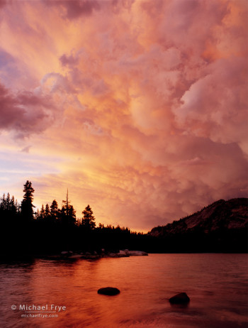 Sunset clouds over Tenaya Lake, Yosemite NP, CA, USA