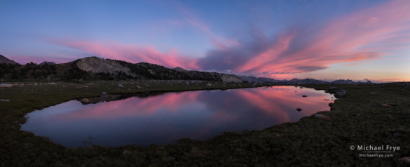 Sunset at a small alpine tarn, Yosemite NP, CA, USA