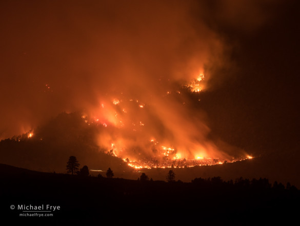 The Walker Fire at night, Inyo NF, near Lee Vining, CA, USA, 8/16/15