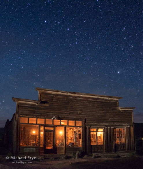 Boone Store at night, Bodie State Historic Park, CA, USA