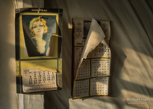 Calendars in the Boone General Store, Bodie State Historic Park, CA, USA