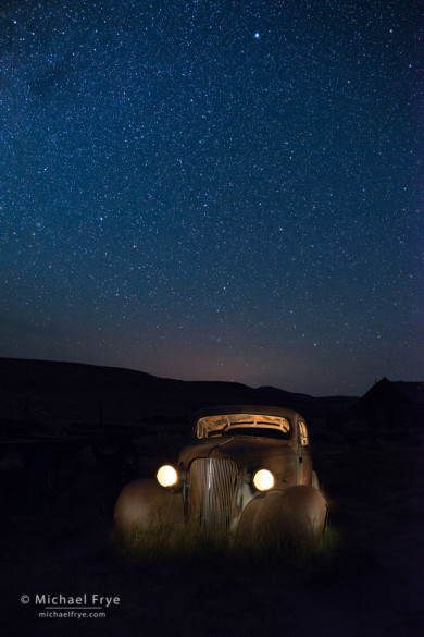 1937 Chevy at night, Bodie State Historic Park, CA, USA