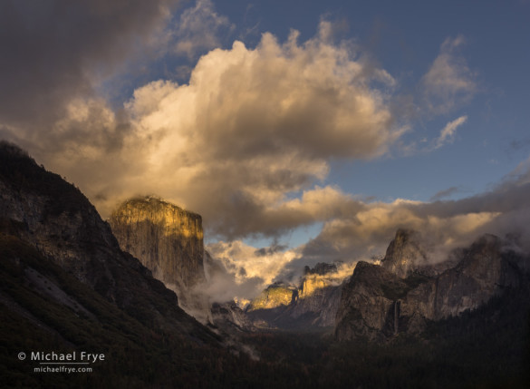 Clouds and mist at sunset from Tunnel View, Yosemite NP, CA, USA