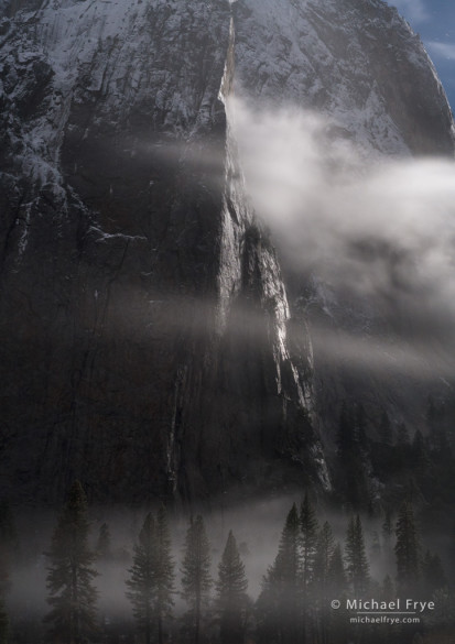 Middle Cathedral Rock by moonlight, Yosemite NP, CA, USA