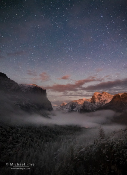 Yosemite Valley lit by the setting moon, Yosemite NP, CA, USA