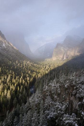 Beam of light striking Bridalveil Fall - unprocessed Raw file at Adobe's default settings