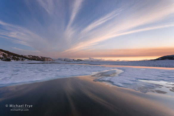 Melting ice on a high-country lake, Yosemite NP, CA, USA