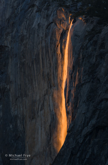 Horsetail Fall backlit at sunset, Yosemite NP, CA, USA