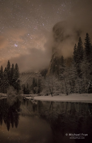 El Capitan at night with the Pleiades, Yosemite NP, CA, USA