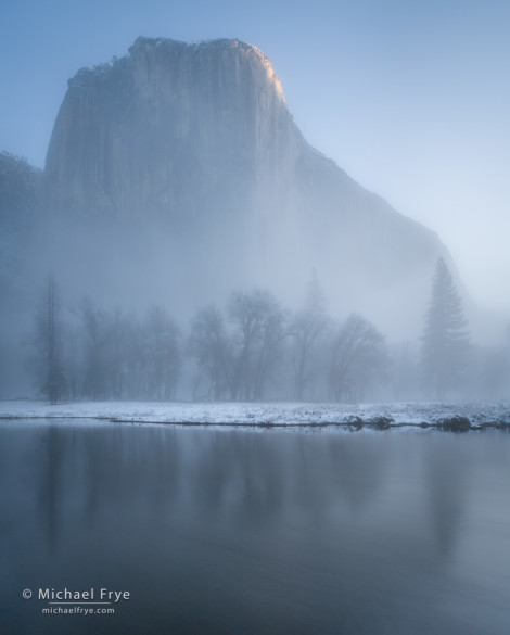 Misty morning with El Capitan and the Merced River, Yosemite NP, CA, USA