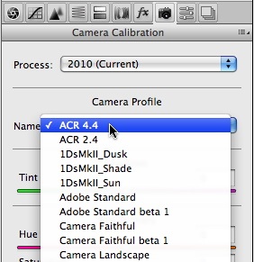 Camera Calibration Tab in Adobe Camera Raw