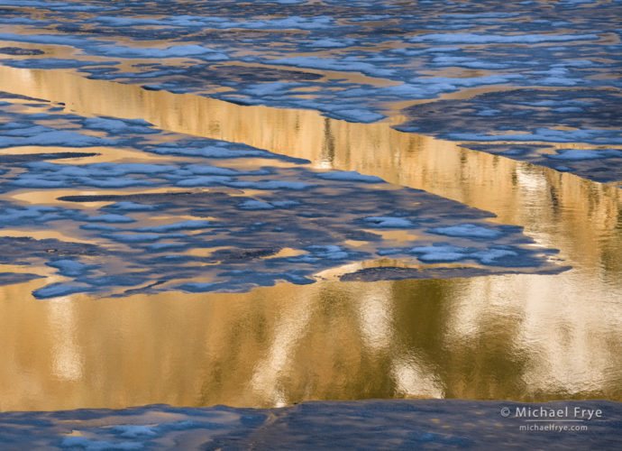 Ice and reflections in Ellery Lake, Inyo NF, CA, USA