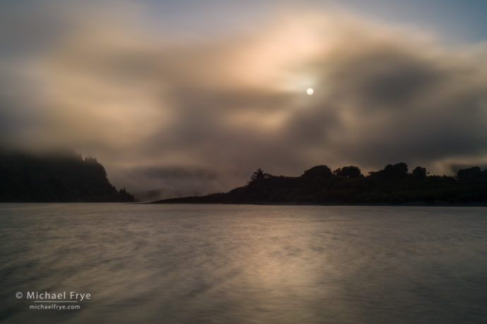 Foggy sunrise along the Klamath River, Redwood NP, CA, USA