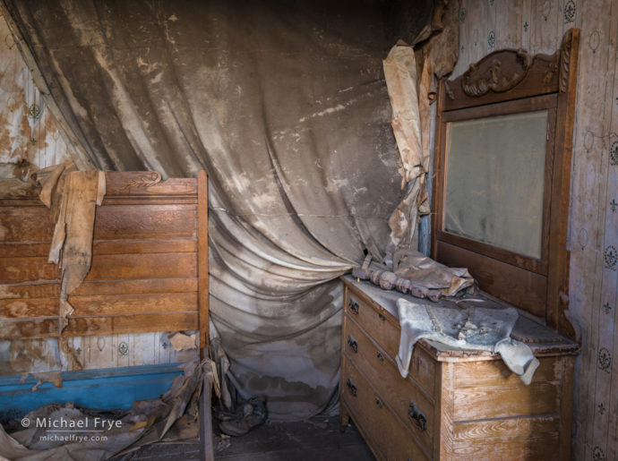 Bedroom in the morgue, Bodie State Historic Park, CA, USA