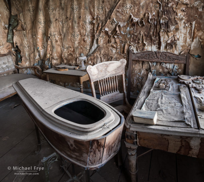 Interior of the morgue, Bodie State Historic Park, CA, USA