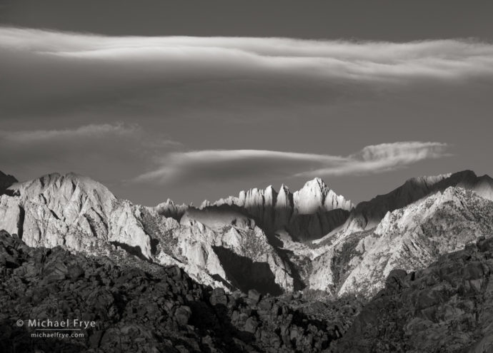 Sunrise on Mt. Whitney from the Alabama Hills, CA, USA