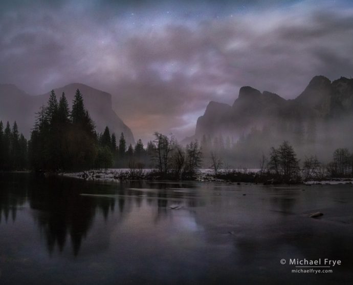 44. Misty night, Gates of the Valley, Yosemite NP, CA, USA