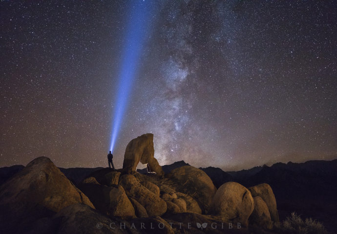 Charlotte Gibb's version of this scene, with my silhouetted figure next to the arch