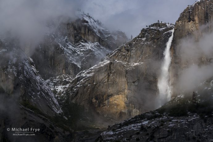 Upper Yosemite Fall during a clearing storm, Yosemite NP, CA, USA