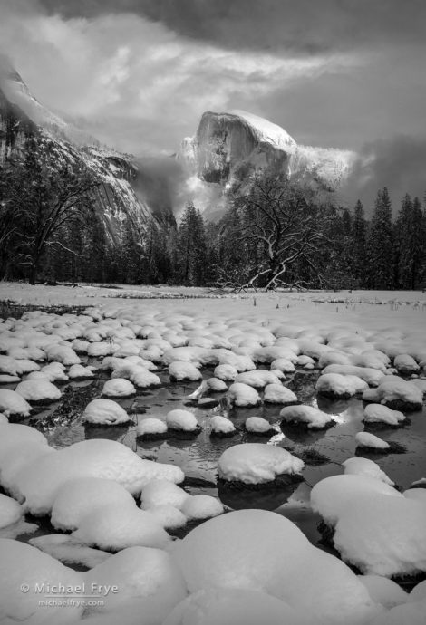 Half Dome and Cook's Meadow, winter, Yosemite NP, CA, USA