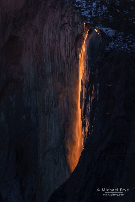 Horsetail Fall at sunset, February 18th, 2016