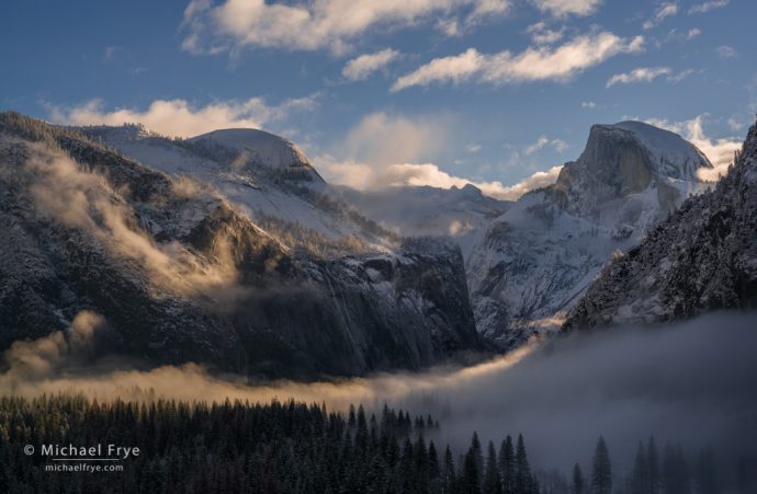 Morning light on Half Dome and North Dome, Yosemite NP, CA, USA