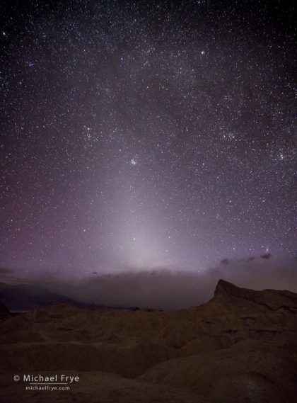 Zodiacal light over Manly Beacon and a dust storm, Death Valley NP, CA, USA