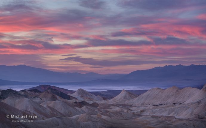 Sunset from Twenty Mule Team Canyon, Death Valley NP, CA, USA