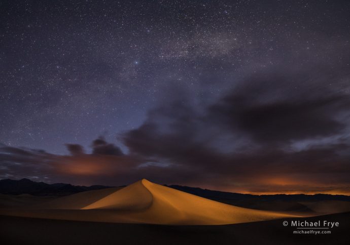 Sand dune and Milky Way, Death Valley NP, CA, USA