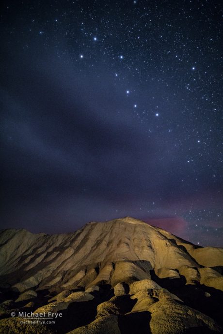 Twenty Mule Team Canyon with the Big Dipper, Death Valley NP, CA, USA