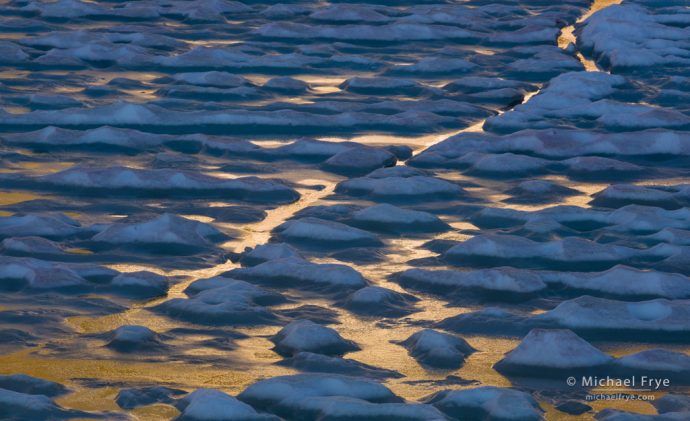 Deep Freeze High Country: Ice patterns and reflections, Saddlebag Lake, Inyo NF, CA, USA