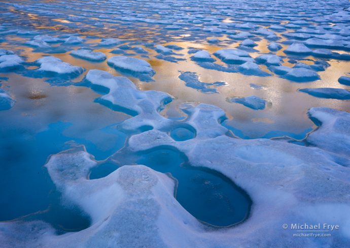 Deep Freeze High Country: Reflections in ice sculptures, Saddlebag Lake, Inyo NF, CA, USA