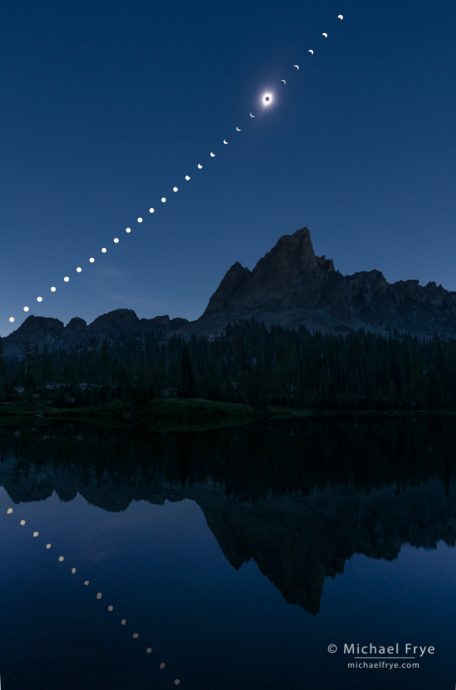 Solar eclipse sequence, Sawtooth Mountains, ID, USA, August 21, 2017