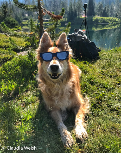 Rider waiting for the eclipse, August 21, 2017, Sawtooth Mountains, Idaho