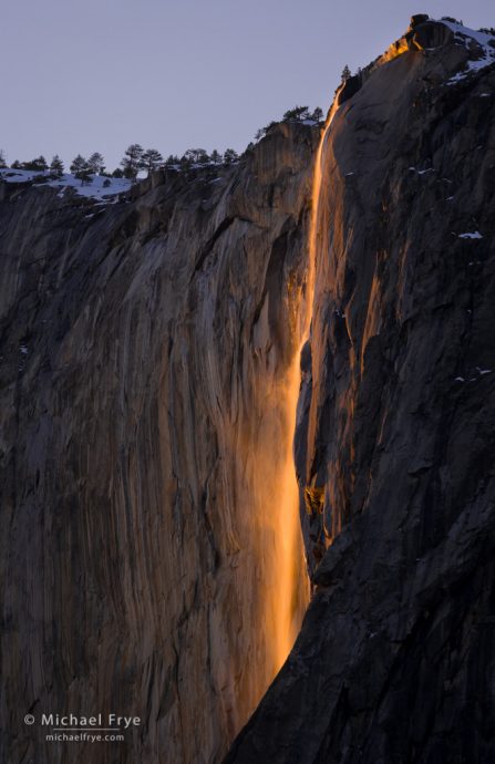 Horsetail Fall at sunset, February 19th, 2009, Yosemite NP, CA, USA