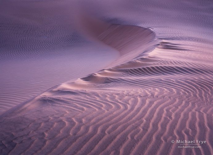 Practicing Compositional Skills using Abstract Vision and  sand waves: Ripples under a dusk sky, Mesquite Flat Dunes, Death Valley NP, CA, USA