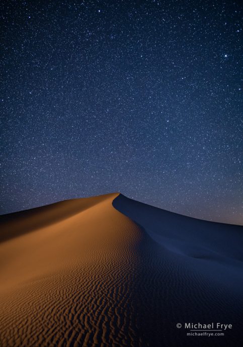 Sand dune at night, Death Valley NP, CA, USA