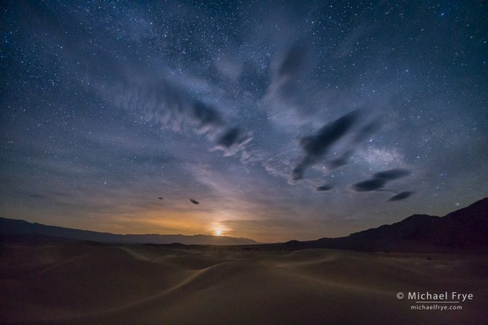 Moonrise from the Mesquite Flat Dunes, Death Valley NP, CA, USA