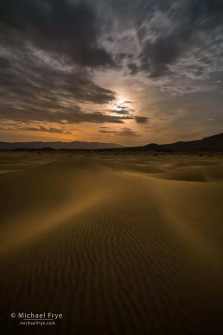 Sand and Stars: Moonlight on sand dunes, Death Valley NP, CA, USA