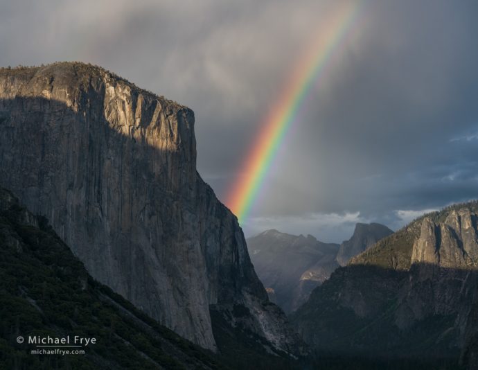 El Capitan, Half Dome, and rainbow from Tunnel View, Yosemite NP, CA, USA