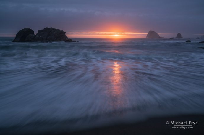 Sunset and sea stacks, Redwood NP, CA, USA