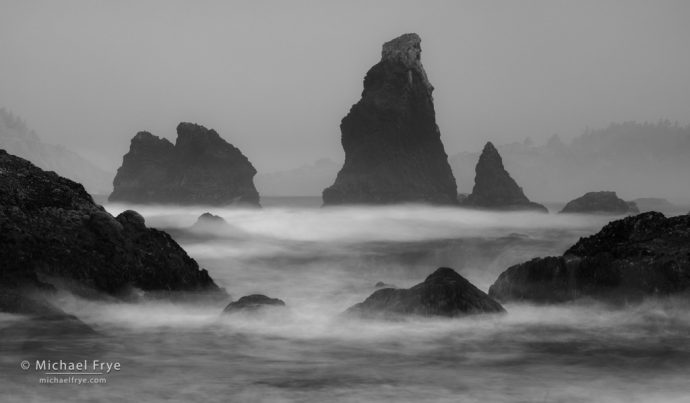 Sea stacks and surf near Trinidad, CA, USA