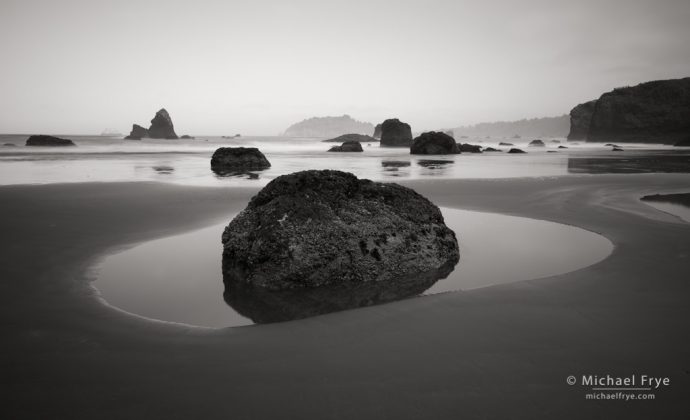 Tidepool and sea stacks near Trinidad, CA, USA