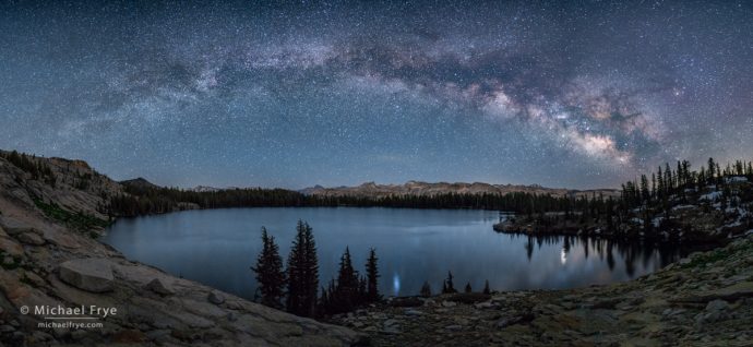 Milky Way over a high-country lake, Yosemite NP, CA, USA, Milky Way Panorama, High Country Panorama