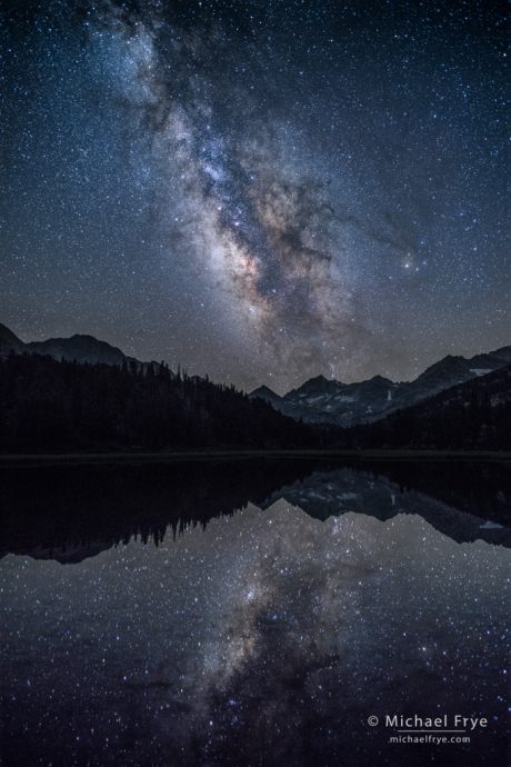 Starry Skies and Milky Way, mountains, and reflections, Inyo NF, CA, USA