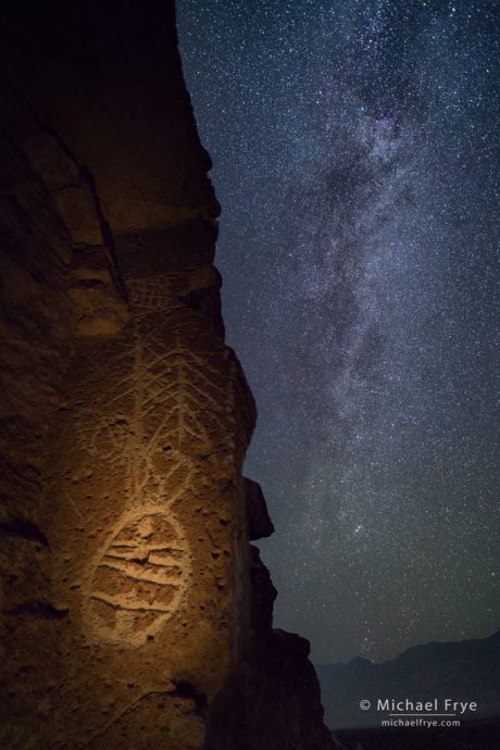 Petroglyphs and Milky Way, Owens Valley, CA, USA