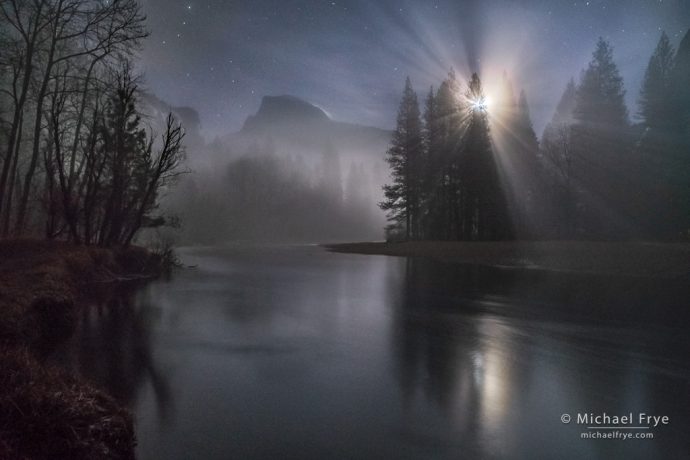 2. Misty moonrise, Half Dome and the Merced River, Yosemite