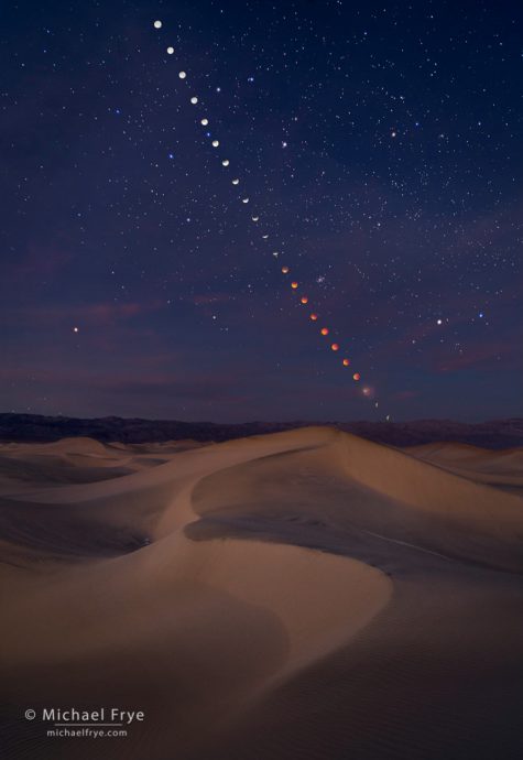 4. Lunar eclipse sequence over the Mesquite Flat Dunes, Death Valley