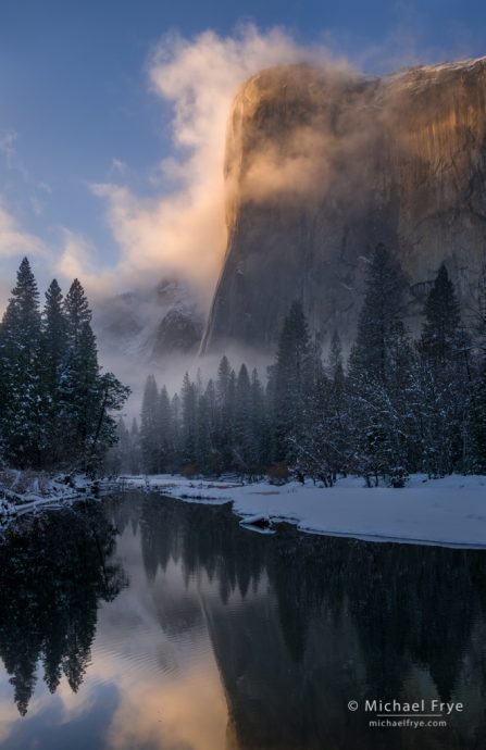 El Capitan and the Merced River at sunset, Yosemite NP, CA, USA